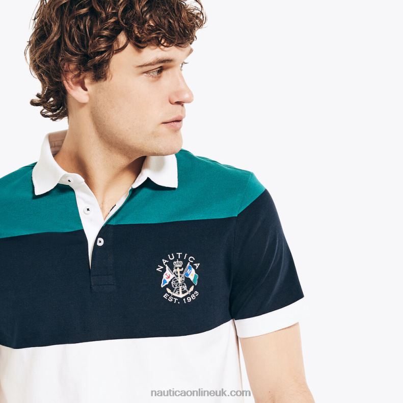 Nautica Classic Fit Rugby Polo Shirt L6J4L415 Bright White Men