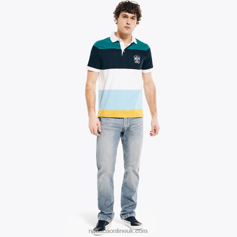 Nautica Classic Fit Rugby Polo Shirt L6J4L415 Bright White Men