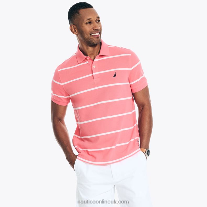 Nautica Classic Fit Striped Deck Polo L6J4L316 Teaberry Men