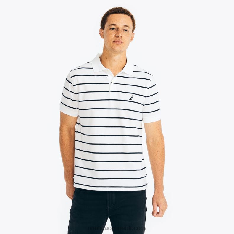 Nautica Classic Fit Striped Polo L6J4L694 Bright White Men