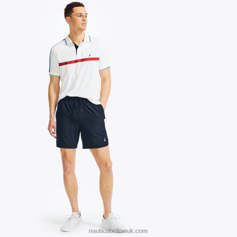 Nautica Navtech Sustainably Crafted Chest-Stripe Classic Fit Polo L6J4L590 Bright White Men