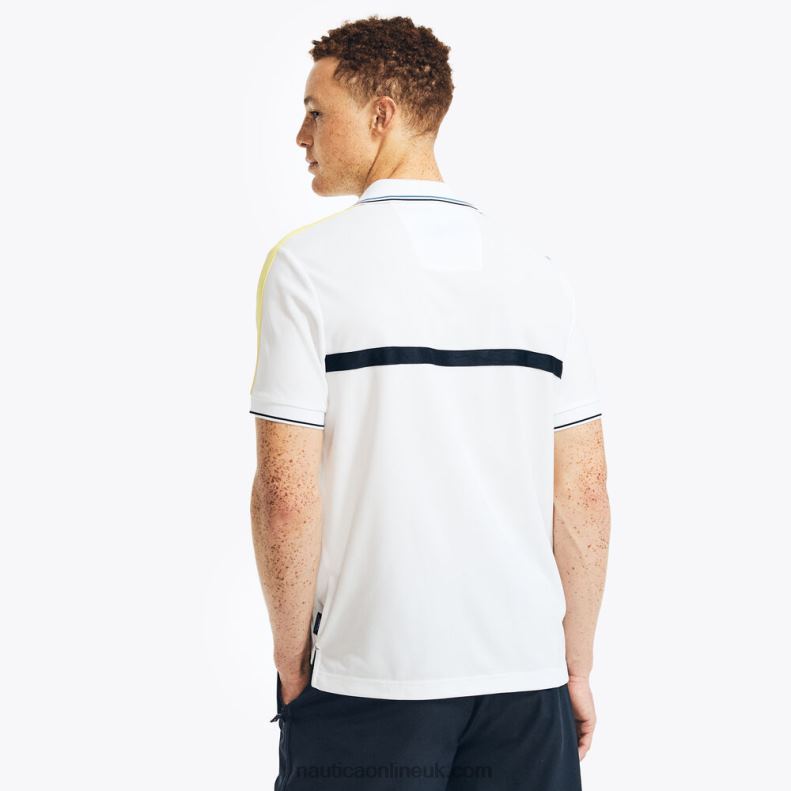 Nautica Navtech Sustainably Crafted Chest-Stripe Classic Fit Polo L6J4L590 Bright White Men