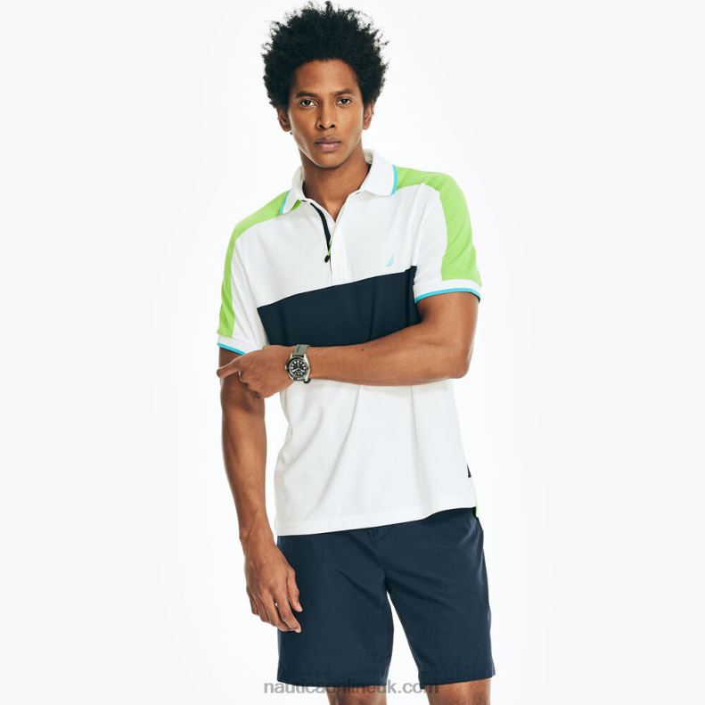 Nautica Navtech Sustainably Crafted Classic Fit Chest-Stripe Polo L6J4L411 Bright White Men