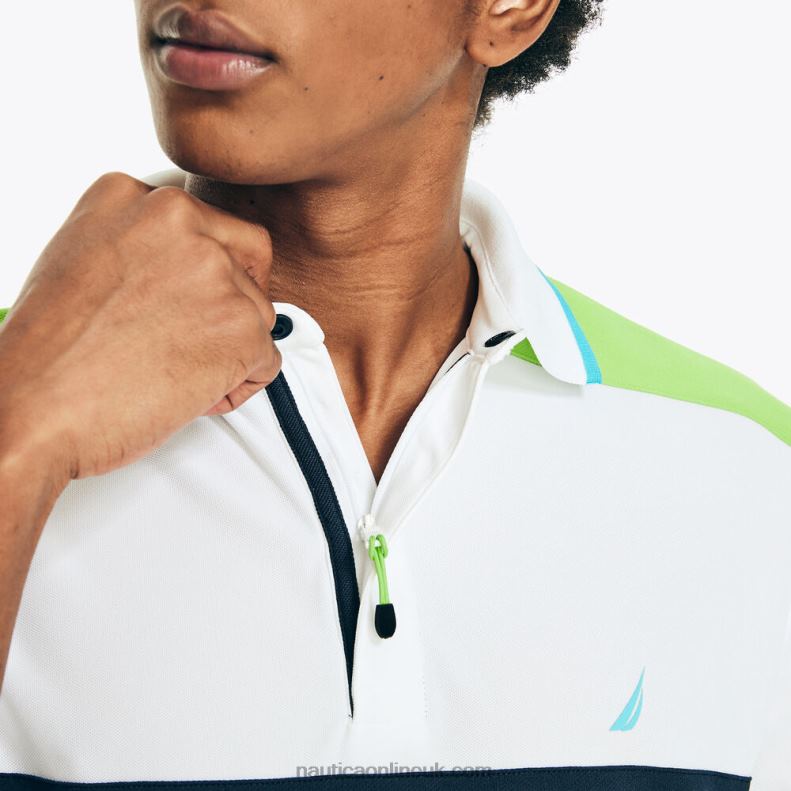 Nautica Navtech Sustainably Crafted Classic Fit Chest-Stripe Polo L6J4L411 Bright White Men