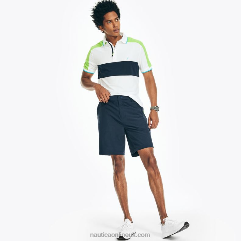 Nautica Navtech Sustainably Crafted Classic Fit Chest-Stripe Polo L6J4L411 Bright White Men