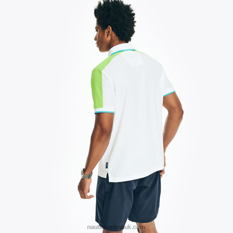 Nautica Navtech Sustainably Crafted Classic Fit Chest-Stripe Polo L6J4L411 Bright White Men