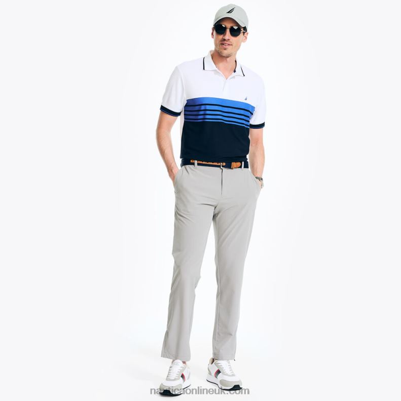 Nautica Navtech Sustainably Crafted Classic Fit Chest-Stripe Polo L6J4L91 Bright White Men