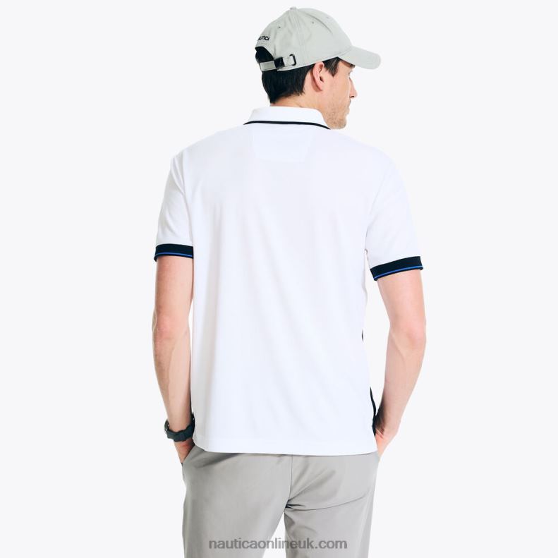 Nautica Navtech Sustainably Crafted Classic Fit Chest-Stripe Polo L6J4L91 Bright White Men