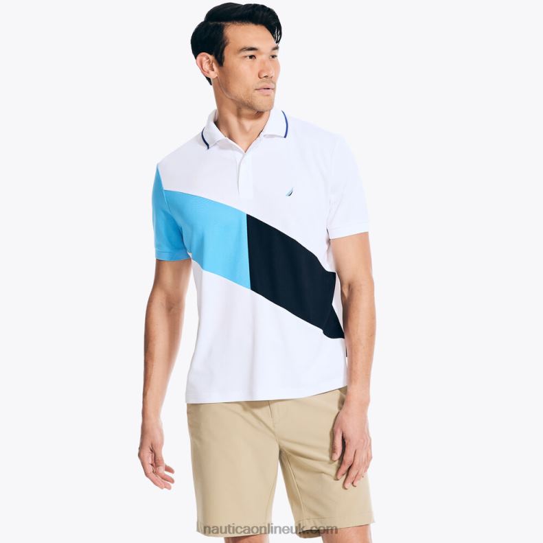Nautica Navtech Sustainably Crafted Classic Fit Diagonal Stripe Polo L6J4L435 Bright White Men