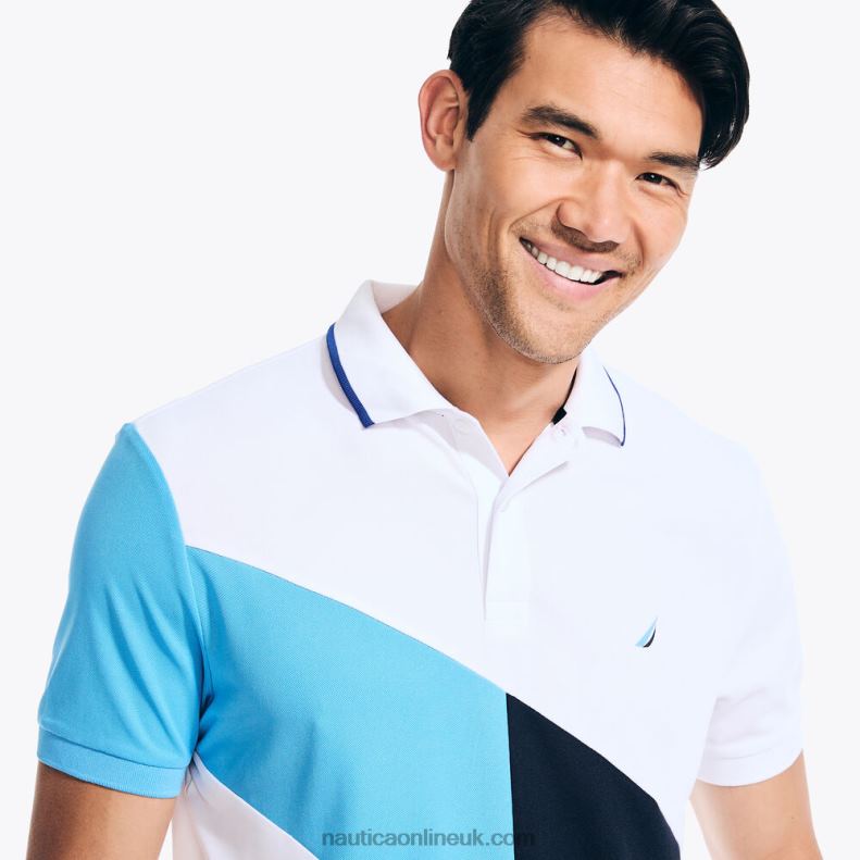 Nautica Navtech Sustainably Crafted Classic Fit Diagonal Stripe Polo L6J4L435 Bright White Men