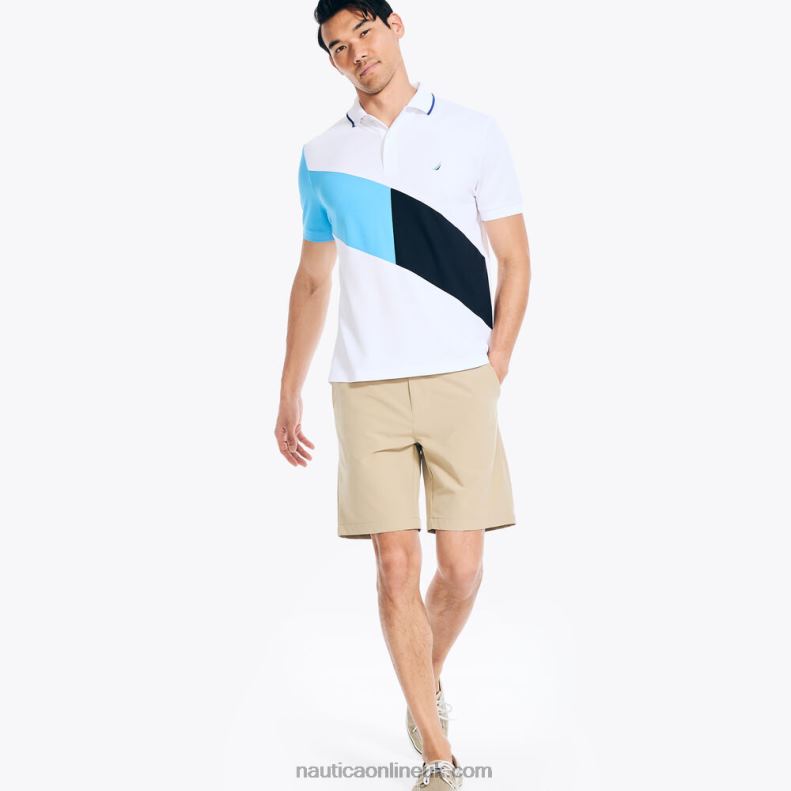 Nautica Navtech Sustainably Crafted Classic Fit Diagonal Stripe Polo L6J4L435 Bright White Men