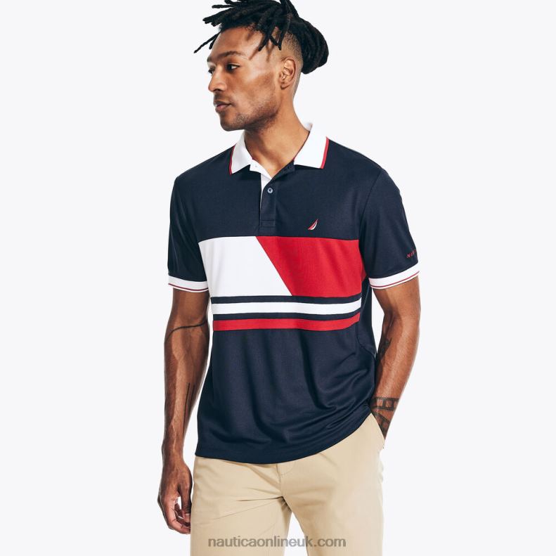 Nautica Navtech Sustainably Crafted Classic Fit Printed Polo L6J4L362 Navy Men