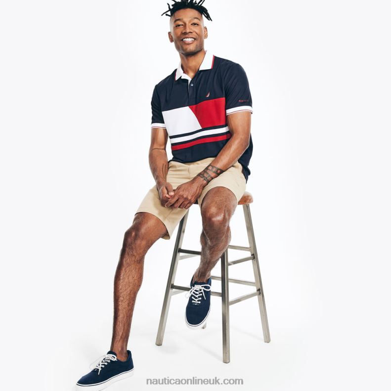 Nautica Navtech Sustainably Crafted Classic Fit Printed Polo L6J4L362 Navy Men