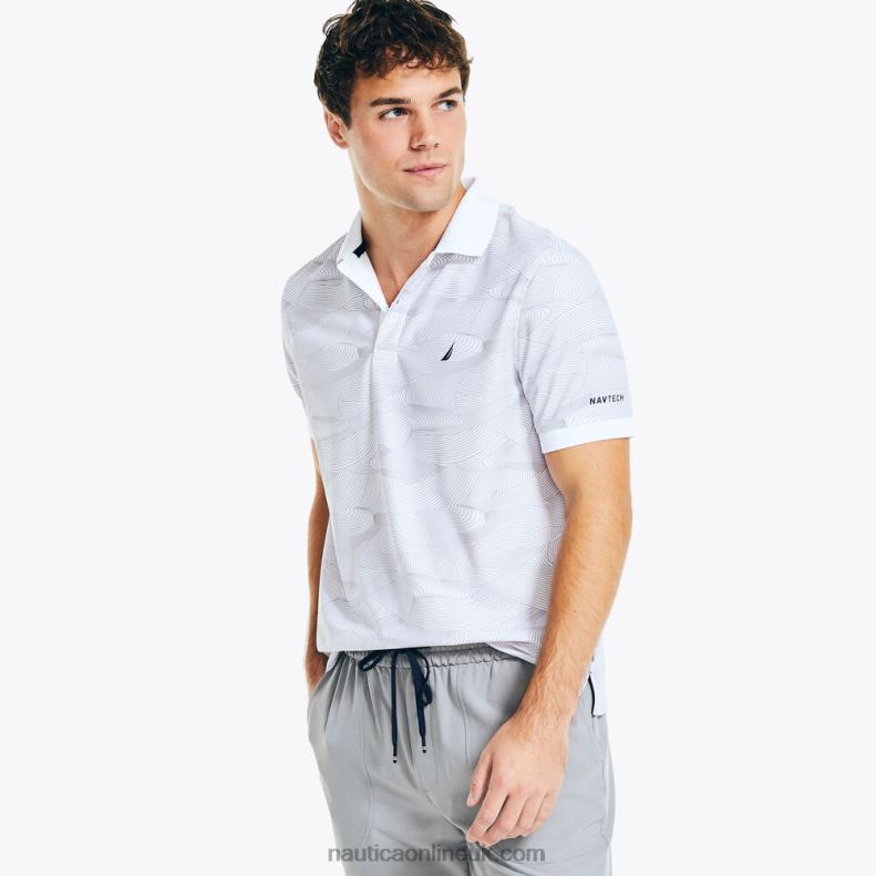 Nautica Navtech Sustainably Crafted Classic Fit Printed Polo L6J4L439 Bright White Men