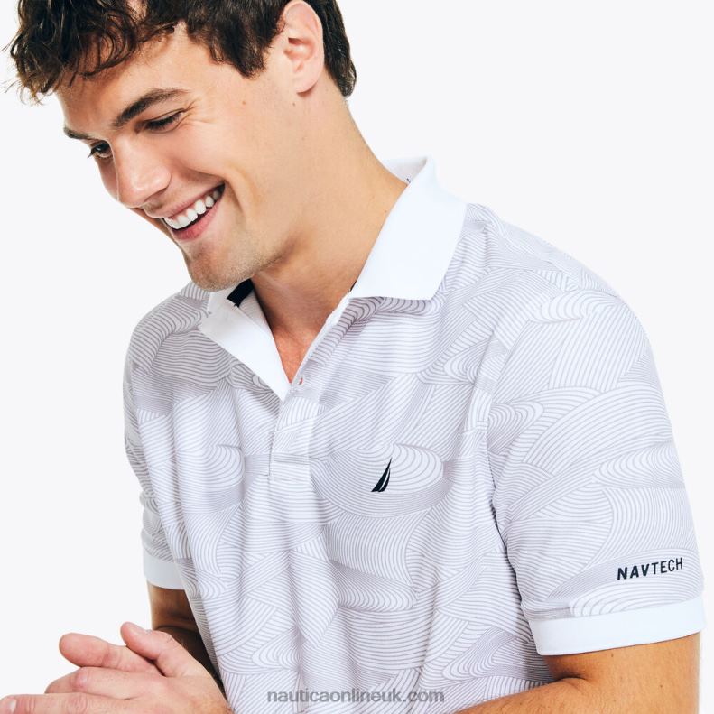 Nautica Navtech Sustainably Crafted Classic Fit Printed Polo L6J4L439 Bright White Men