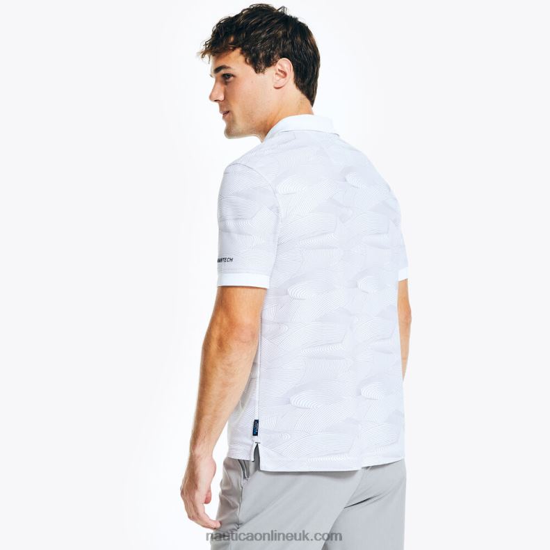Nautica Navtech Sustainably Crafted Classic Fit Printed Polo L6J4L439 Bright White Men