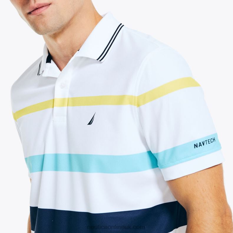 Nautica Navtech Sustainably Crafted Classic Fit Striped Polo L6J4L401 Bright White Men