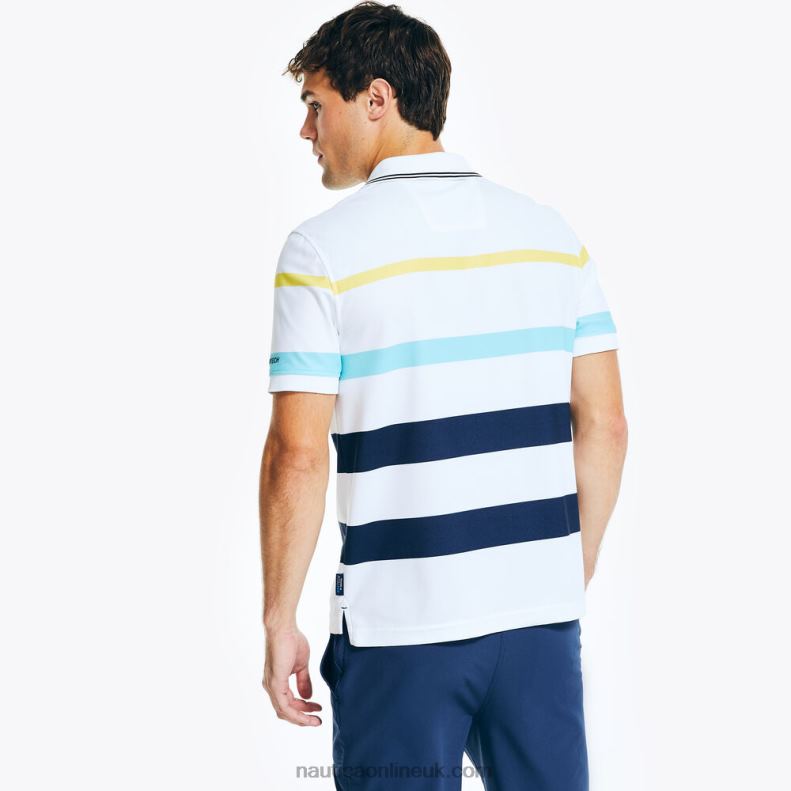 Nautica Navtech Sustainably Crafted Classic Fit Striped Polo L6J4L401 Bright White Men