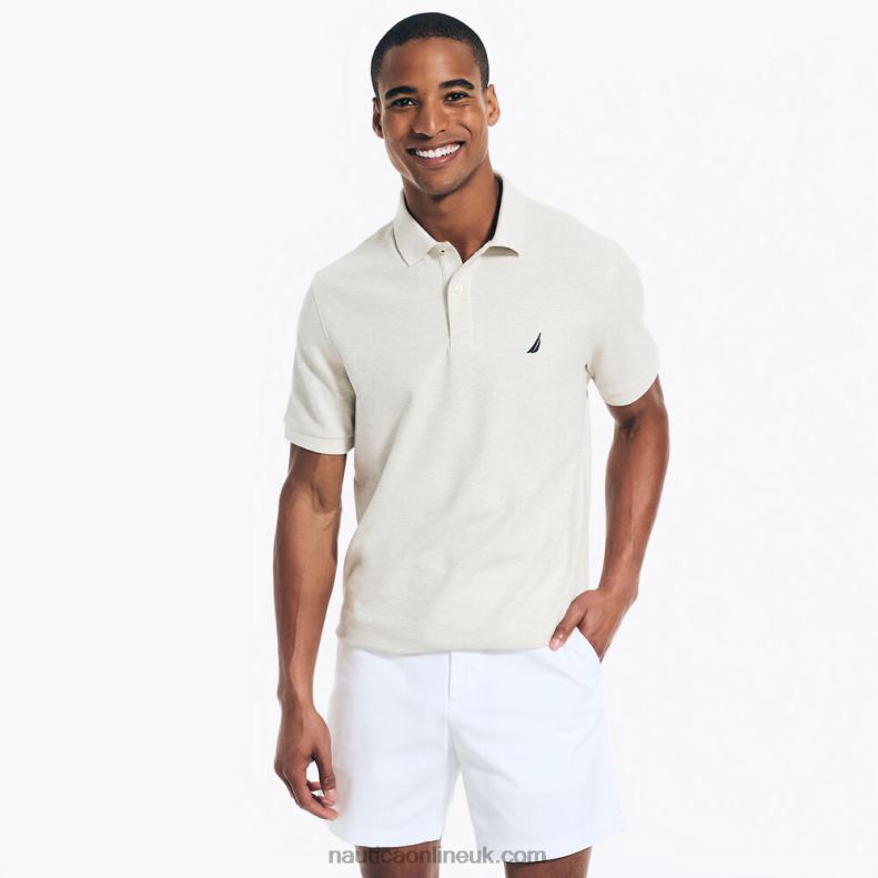 Nautica Sustainably Crafted Classic Fit Deck Polo L6J4L155 Oatmeal Heather Men