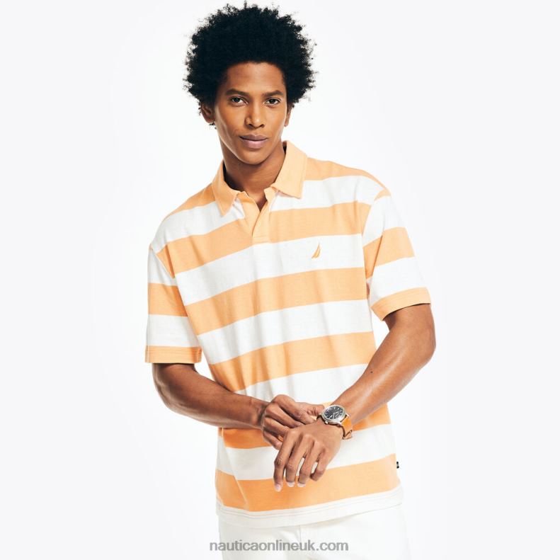 Nautica Sustainably Crafted Classic Fit Striped Polo L6J4L542 Orchid Pink Men