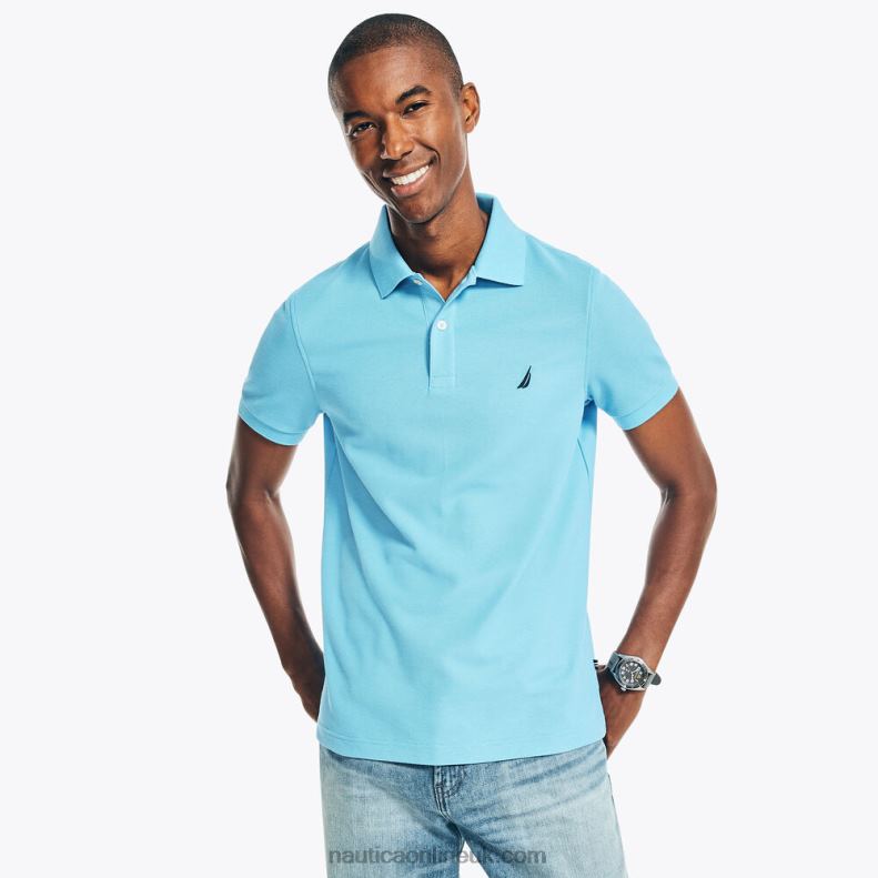 Nautica Sustainably Crafted Slim Fit Deck Polo L6J4L214 Azure Blue Men