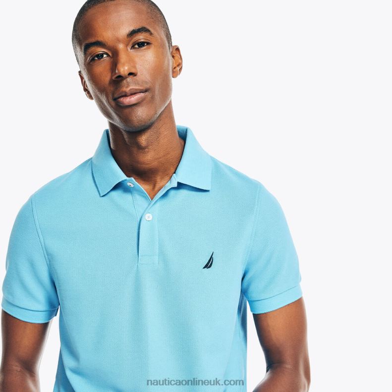 Nautica Sustainably Crafted Slim Fit Deck Polo L6J4L214 Azure Blue Men