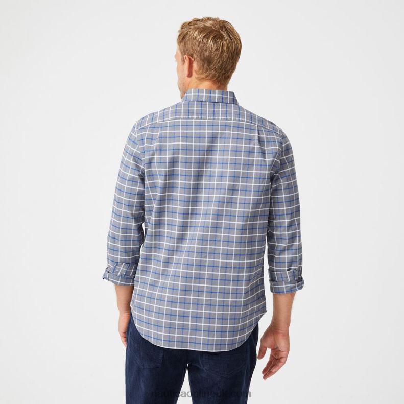 Nautica Big & Tall Classic Fit Plaid Oxford Shirt L6J4L664 Pewter Grey Men