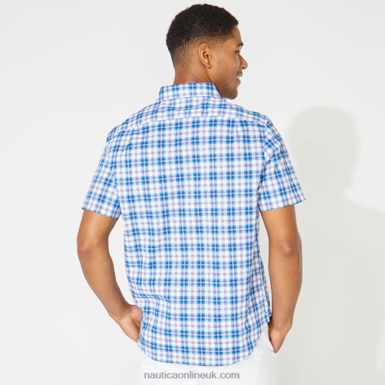 Nautica Big & Tall Classic Fit Plaid Shirt L6J4L716 Clear Sky Blue Men