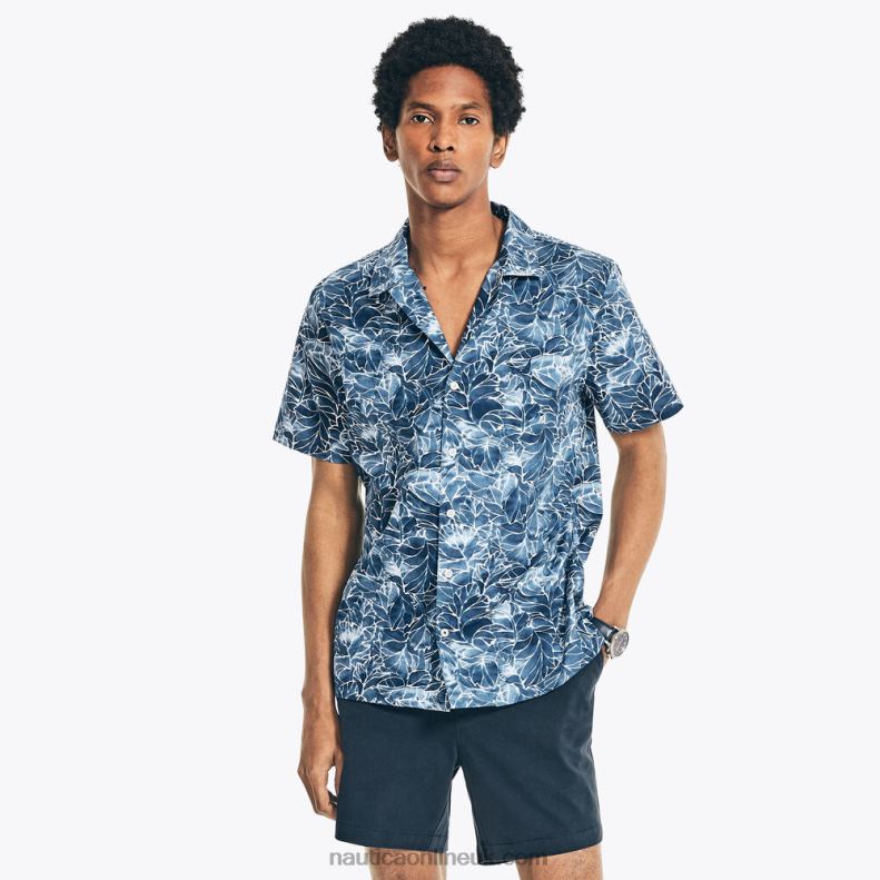 Nautica Big & Tall Classic Fit Printed Camp Shirt L6J4L592 Estate Blue Men