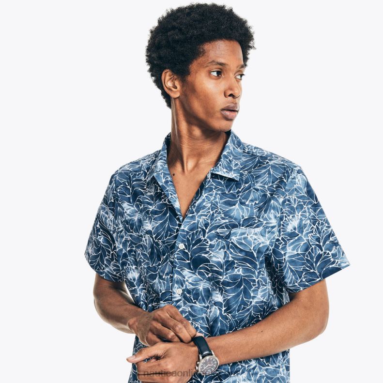 Nautica Big & Tall Classic Fit Printed Camp Shirt L6J4L592 Estate Blue Men