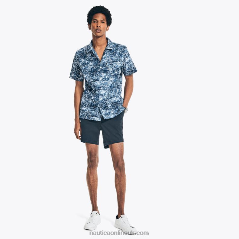 Nautica Big & Tall Classic Fit Printed Camp Shirt L6J4L592 Estate Blue Men