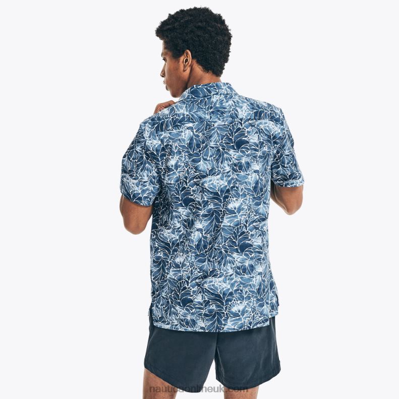 Nautica Big & Tall Classic Fit Printed Camp Shirt L6J4L592 Estate Blue Men