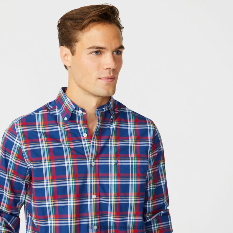 Nautica Big & Tall Classic Fit Wrinkle-Resistant Plaid Shirt L6J4L469 Blue Depths Men