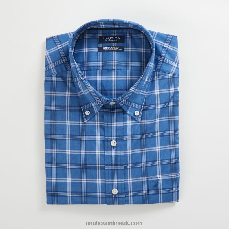 Nautica Big & Tall Classic Fit Wrinkle-Resistant Plaid Shirt L6J4L625 Star Sapphire Men