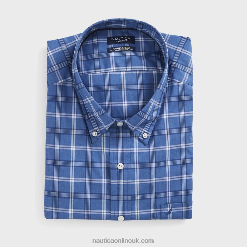 Nautica Big & Tall Classic Fit Wrinkle-Resistant Plaid Shirt L6J4L625 Star Sapphire Men