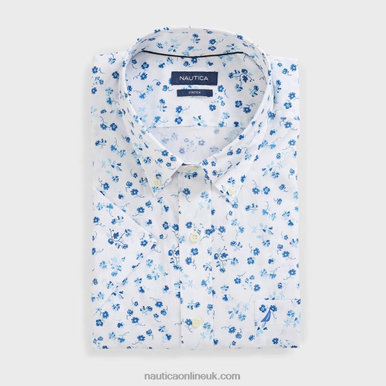 Nautica Big & Tall Floral Print Short Sleeve Shirt L6J4L559 Bright White Men