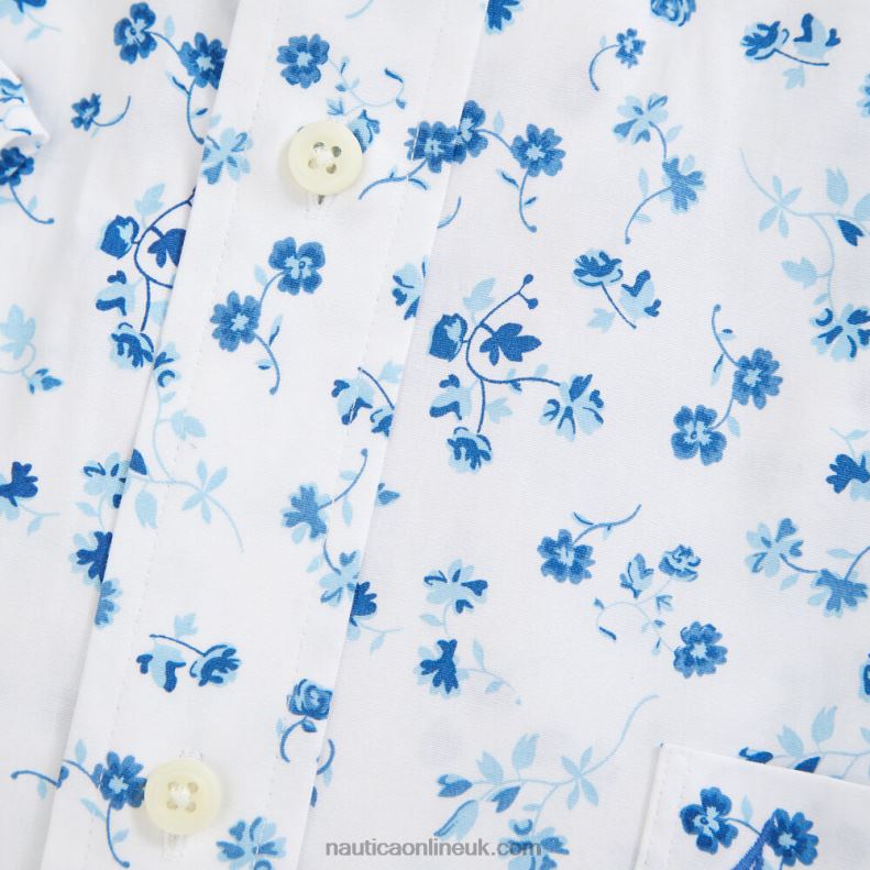 Nautica Big & Tall Floral Print Short Sleeve Shirt L6J4L559 Bright White Men