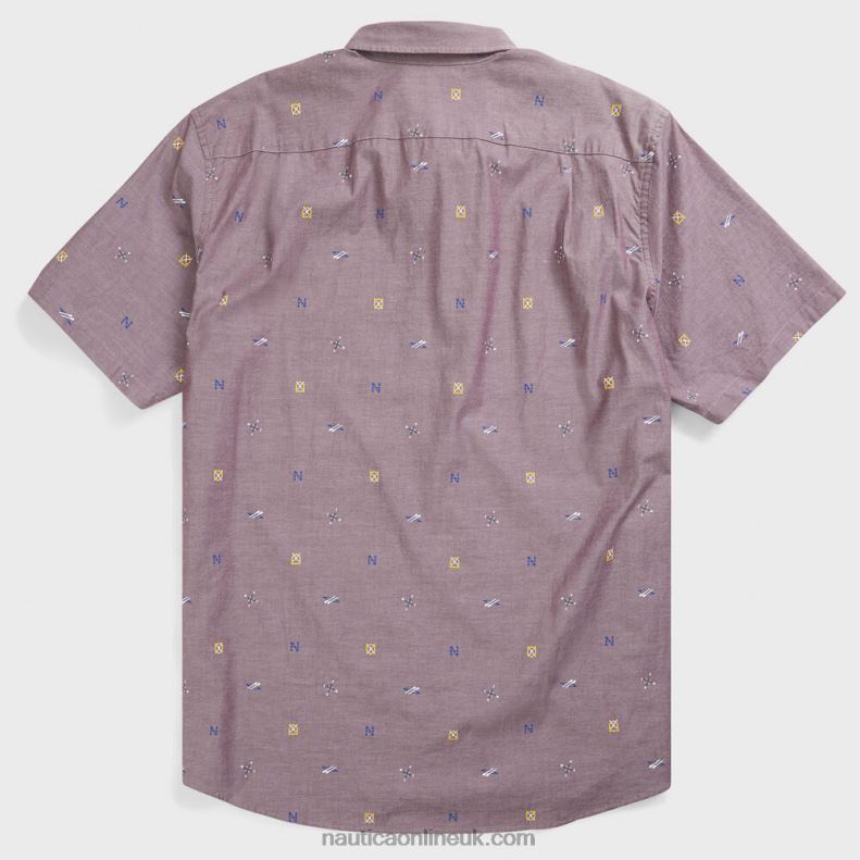 Nautica Big & Tall Graphic Short Sleeve Oxford Shirt L6J4L611 Zinfandel Men