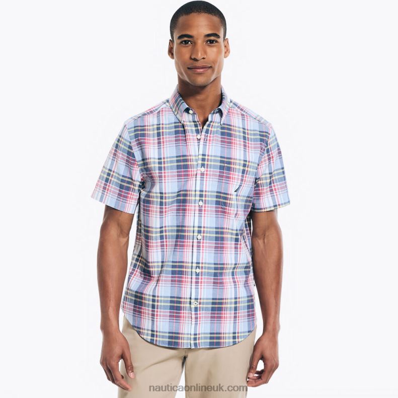 Nautica Big & Tall Heathered Plaid Short-Sleeve Shirt L6J4L396 Sea Mist Men