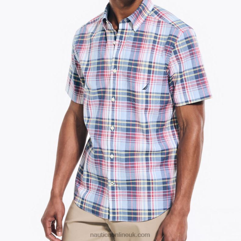 Nautica Big & Tall Heathered Plaid Short-Sleeve Shirt L6J4L396 Sea Mist Men