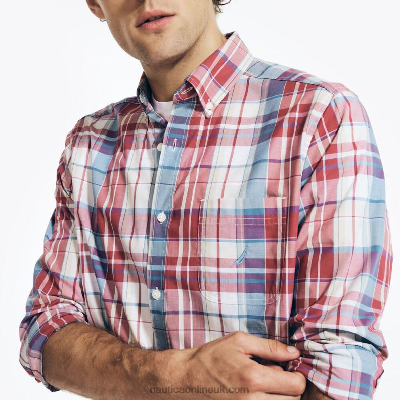 Nautica Big & Tall Plaid Poplin Shirt L6J4L480 Indian Summer Men