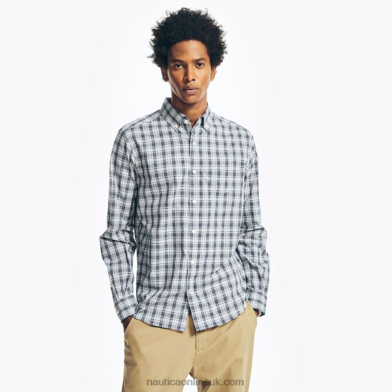 Nautica Big & Tall Plaid Poplin Shirt L6J4L527 High Rise Men