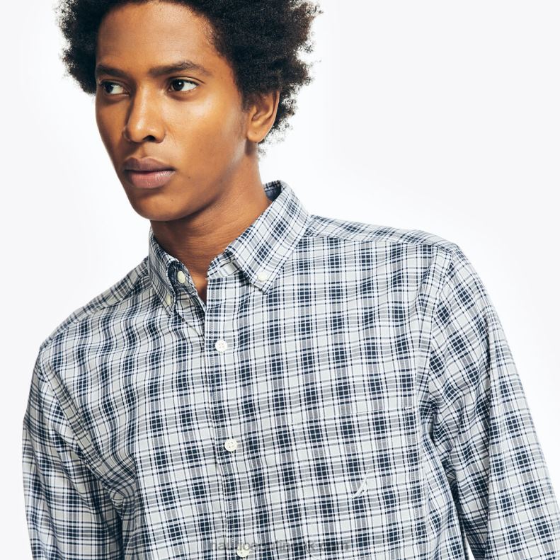 Nautica Big & Tall Plaid Poplin Shirt L6J4L527 High Rise Men
