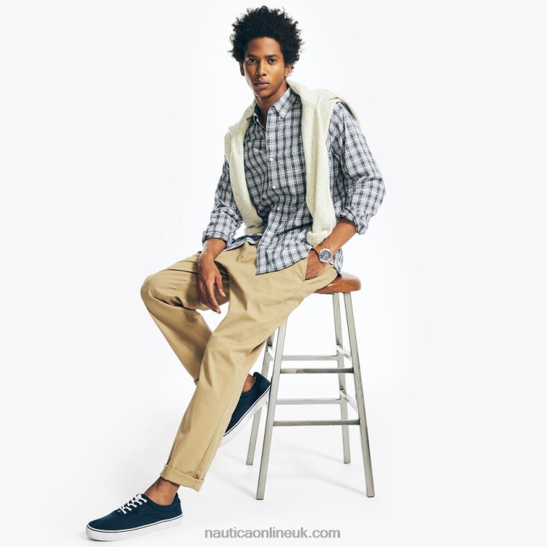 Nautica Big & Tall Plaid Poplin Shirt L6J4L527 High Rise Men