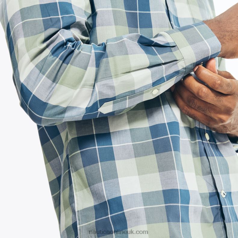 Nautica Big & Tall Plaid Poplin Shirt L6J4L634 Jade Forest Heather Men