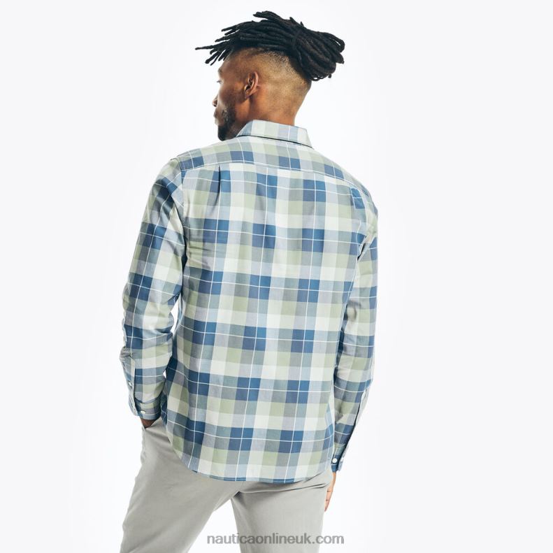 Nautica Big & Tall Plaid Poplin Shirt L6J4L634 Jade Forest Heather Men