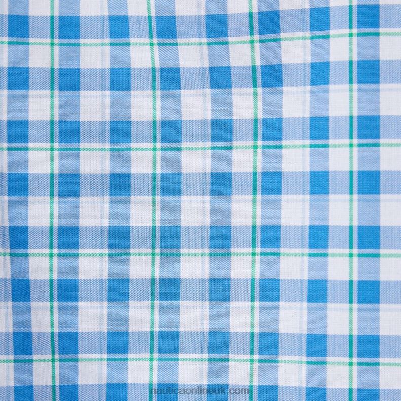 Nautica Big & Tall Plaid Short Sleeve Shirt L6J4L162 Clear Sky Blue Men