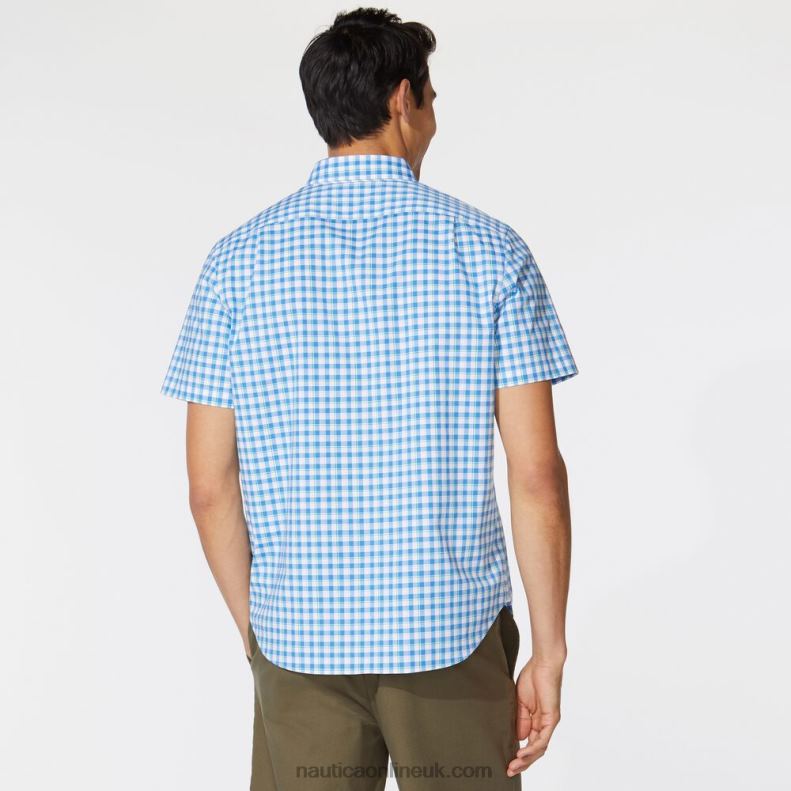 Nautica Big & Tall Plaid Short Sleeve Shirt L6J4L162 Clear Sky Blue Men