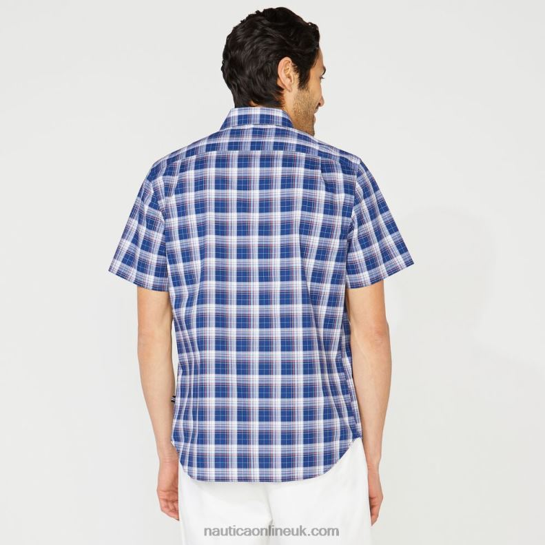 Nautica Big & Tall Plaid Short Sleeve Shirt L6J4L192 Blue Depths Men