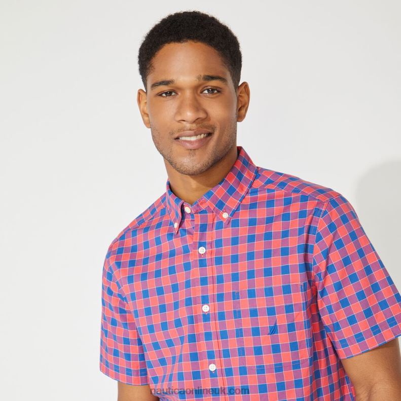 Nautica Big & Tall Plaid Short Sleeve Shirt L6J4L215 Persian Red Men